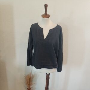 Madewell V-neck Chambray Black Long Sleeve Top